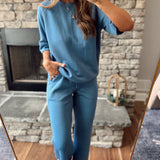 Paradise Blue Modal Scuba Oversized Short Sleeve Tee