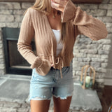 Sand Crochet Stitch Cardi with Ruffle Sleeves