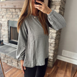 Gray Pleat Street Mix Top