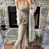 Michelle Olive Ribbed Midi Jumpsuit