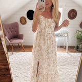 Light Khaki Petals & Poetry Midi Dress