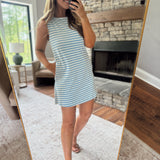 Sea Blue Striped Mini Dress