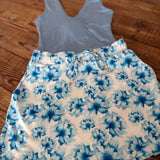 Blue Watercolor Blossom Mini Skort