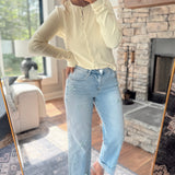 Risen Light HR Crop Barrel Ribbon Detail Jeans