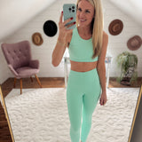 Sea Foam Green Cross-Back Adjustable Sports Bra
