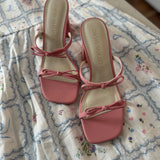 Pretty Pink Wendy Double Strap Bow Heels
