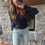 Indigo Heirloom Threads Pointelle Cardi