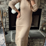 Ainsley Almond Ribbed Knit Maxi