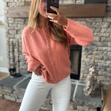 Spring Orange Button Cardigan