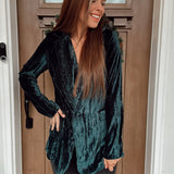 Alix Hunter Green Crinkle Velvet Blazer