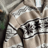 Simple Times Brown Multi Collared Zip Up Knit Sweater