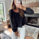 Washed Black Smocked Peplum Top