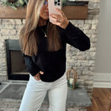 Black Staple Round Neck Sweater