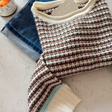Brown & Aqua Textured Sweater