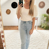 Emery Cream Bubble-Sleeve Top