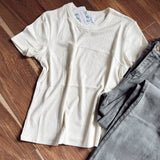 Ivory Ribbed Seam Detailed Tee