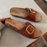 Cognac Road Trip Buckle Sandals