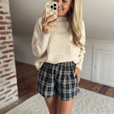 Navy Plaid Zalen Shorts