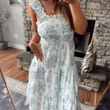 Blue Aldermyn Floral Midi Dress