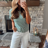 Green Striped Basic Tee