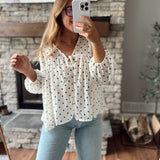 Cream Sheer Polka Dot Blouse