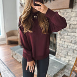 Dark Cherry Goldie Scuba Mock Neck Pullover