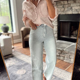 Polka Dot HW Straight Leg Jeans