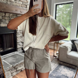 Taupe Kalani Contrast Plaid Shorts