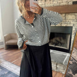 Charcoal Mini Stripe Piper Knit Cardigan