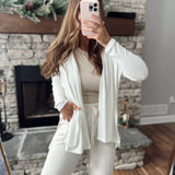 Oak Off White Ribbed Drop Shoulder Cardi with Side Slits