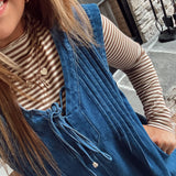 Mocha/Taupe Striped Mock Neck Long Sleeve