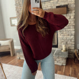 Oxblood Pointelle Stitch Sweater