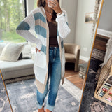 Sand/Seafoam Multi Striped Hoodie Cardigan