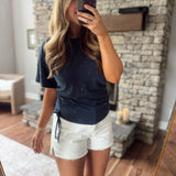 Navy Side Note Top