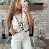 Rustic Floral Brown/Cream Padded Vest with Ties