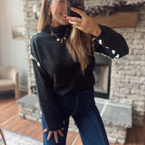 Black Crossline Stitch Sweater