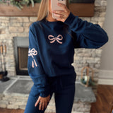 Dainty Pretty Bows Navy Crew