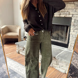 Risen Moss Slouchy Barrel Corduroy Pants