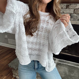 Crochet Comfort Ivory Cabled Cropped Sweater