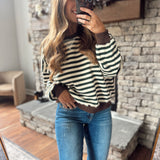 Green & Brown Retro Striped Sweatshirt