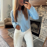 Daphne Powder Blue Cotton Knit Cardigan