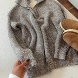 Bonnie Gray Knit Pullover Half Zip
