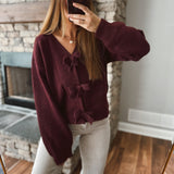 The Bordeaux Scarlett Bow Sweater