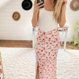 Sassy Blossoms Cream Satin Buttoned Maxi