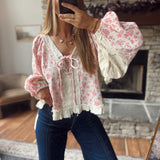 Pink Floral Briar Balloon Sleeve Blouse