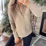 Taupe Grommet Groove Pullover