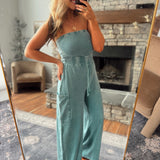 Turquoise Livia Strapless Jumpsuit