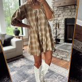 Camel Plaid Gridlock Romper