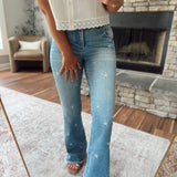 Risen Light Star Embroidered Flare Jeans