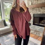 Dark Cherry Oversized Hooded Long Sleeve